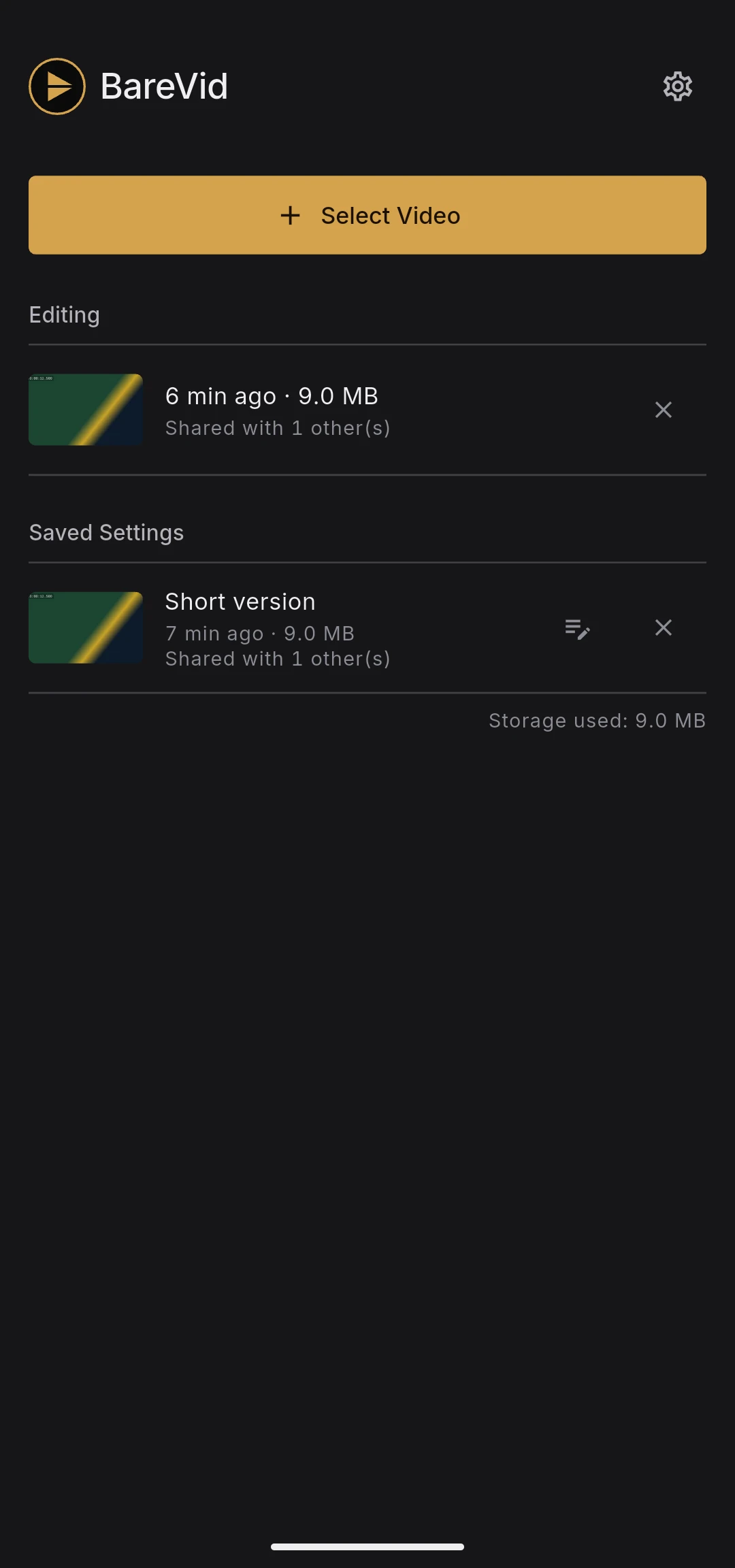 Home screen with one autosave entry and one manual save